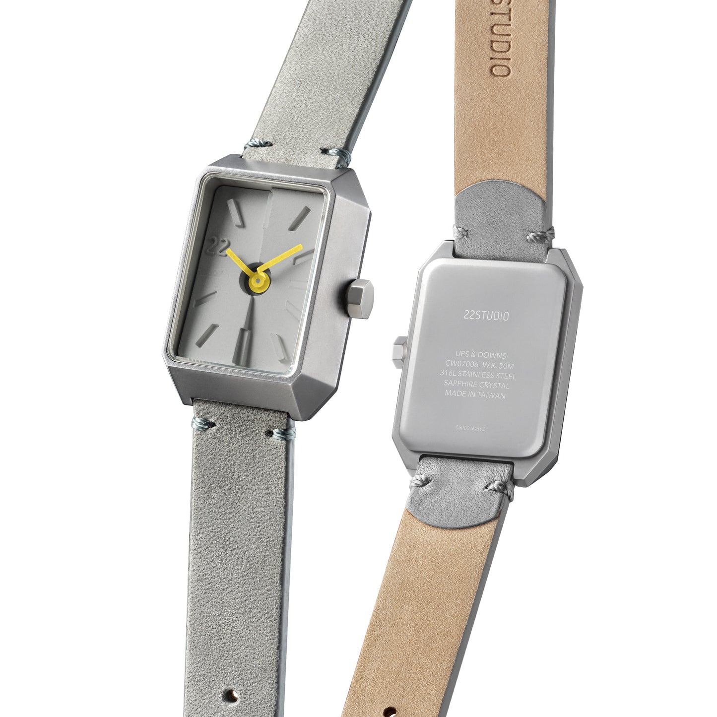 Ups & Downs Rectangular Concrete Watch_Concrete Gray