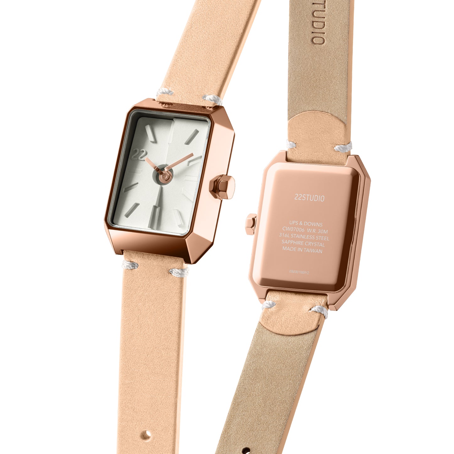 Ups & Downs Rectangular Concrete Watch_Milk Tea Edition