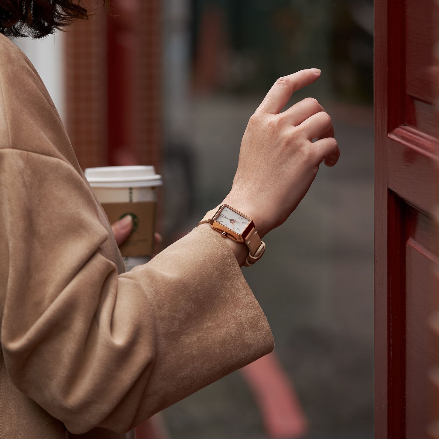 Ups & Downs Rectangular Concrete Watch_Milk Tea Edition