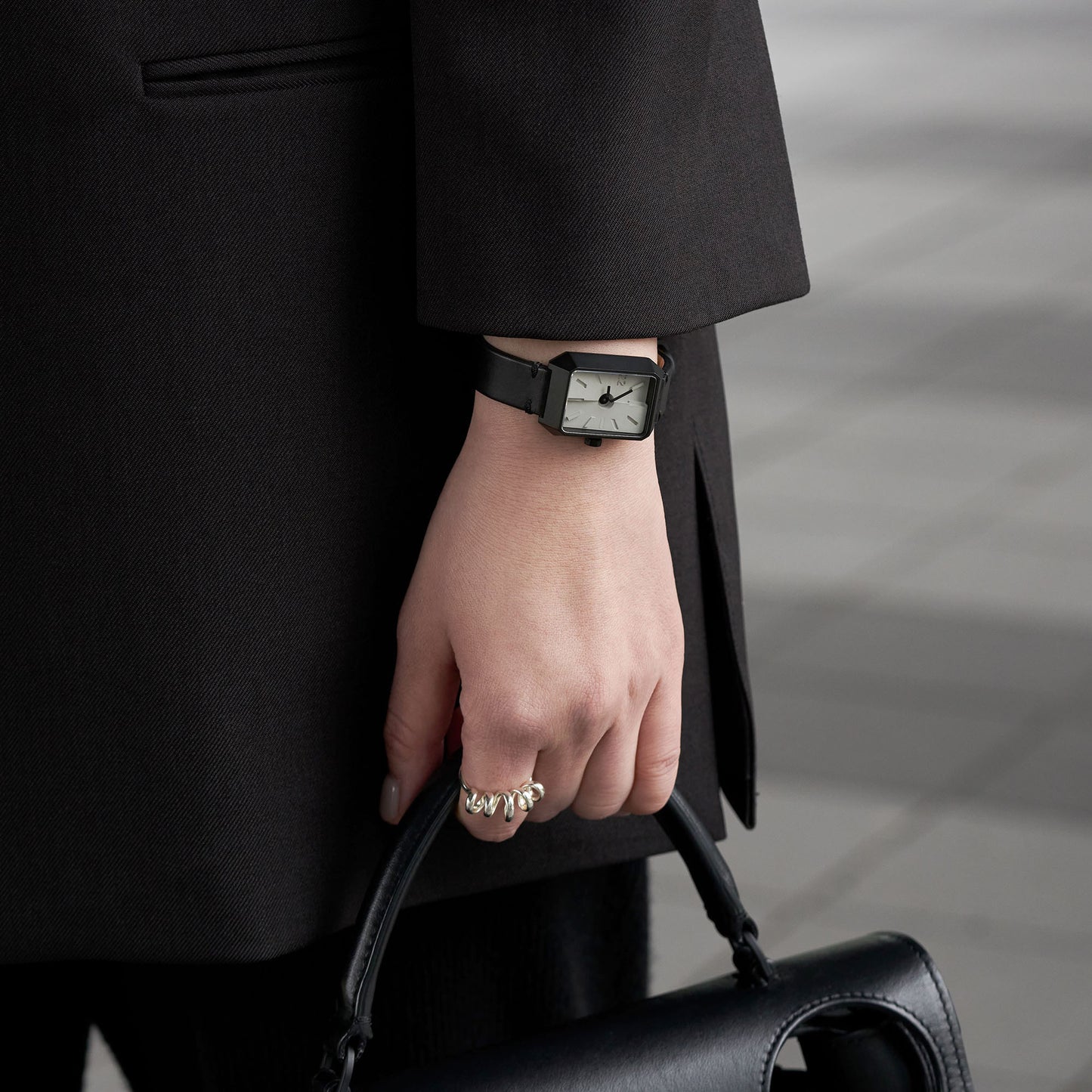 Ups & Downs Rectangular Concrete Watch_Piano Keys Edition