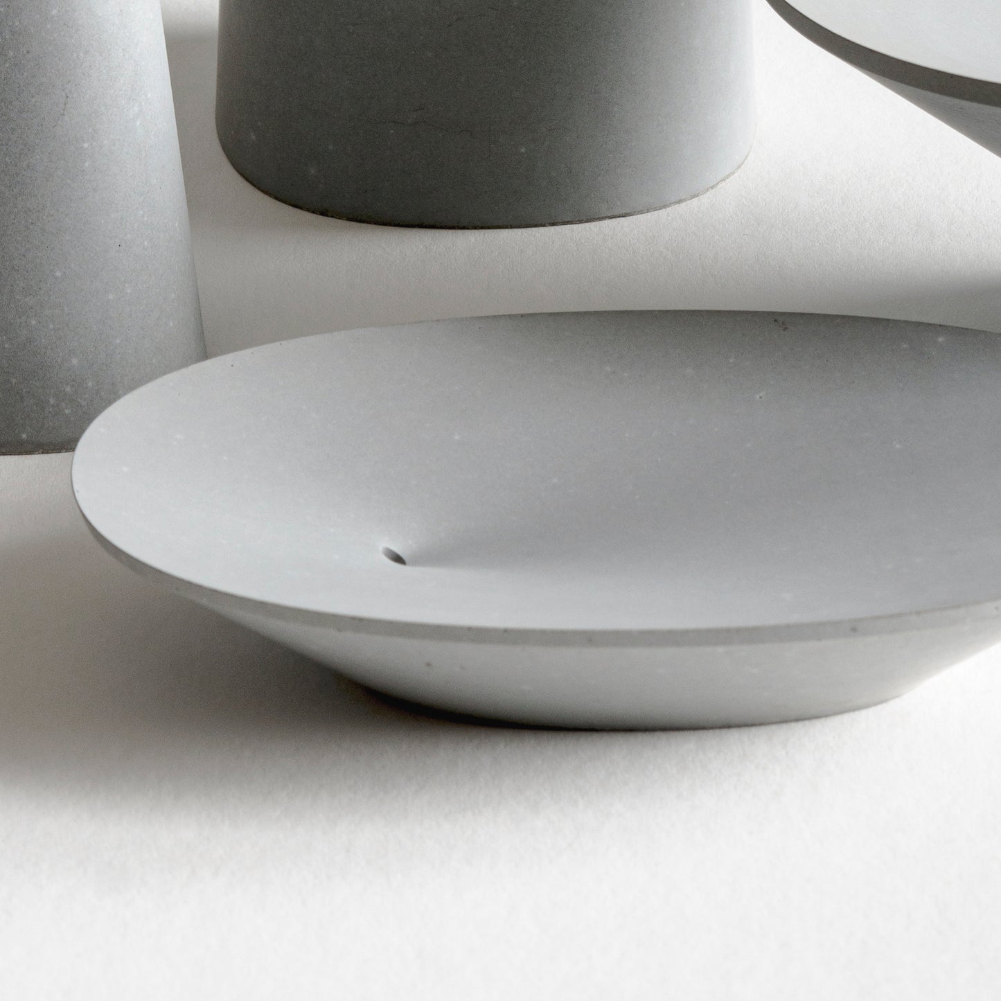 Superellipse incense holder - concrete grey