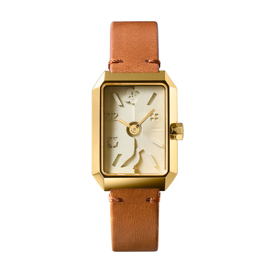 Ups & Downs Rectangular Concrete Watch_InBloom Amber Edition