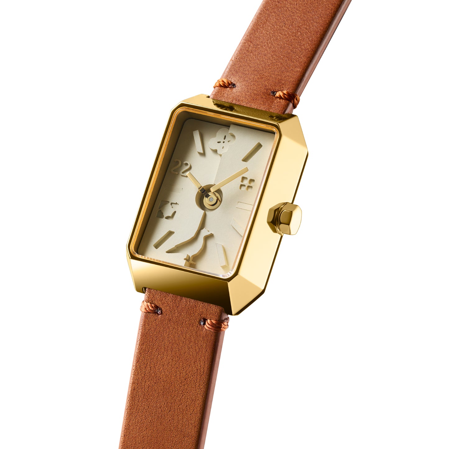 Ups & Downs Rectangular Concrete Watch_InBloom Amber Edition