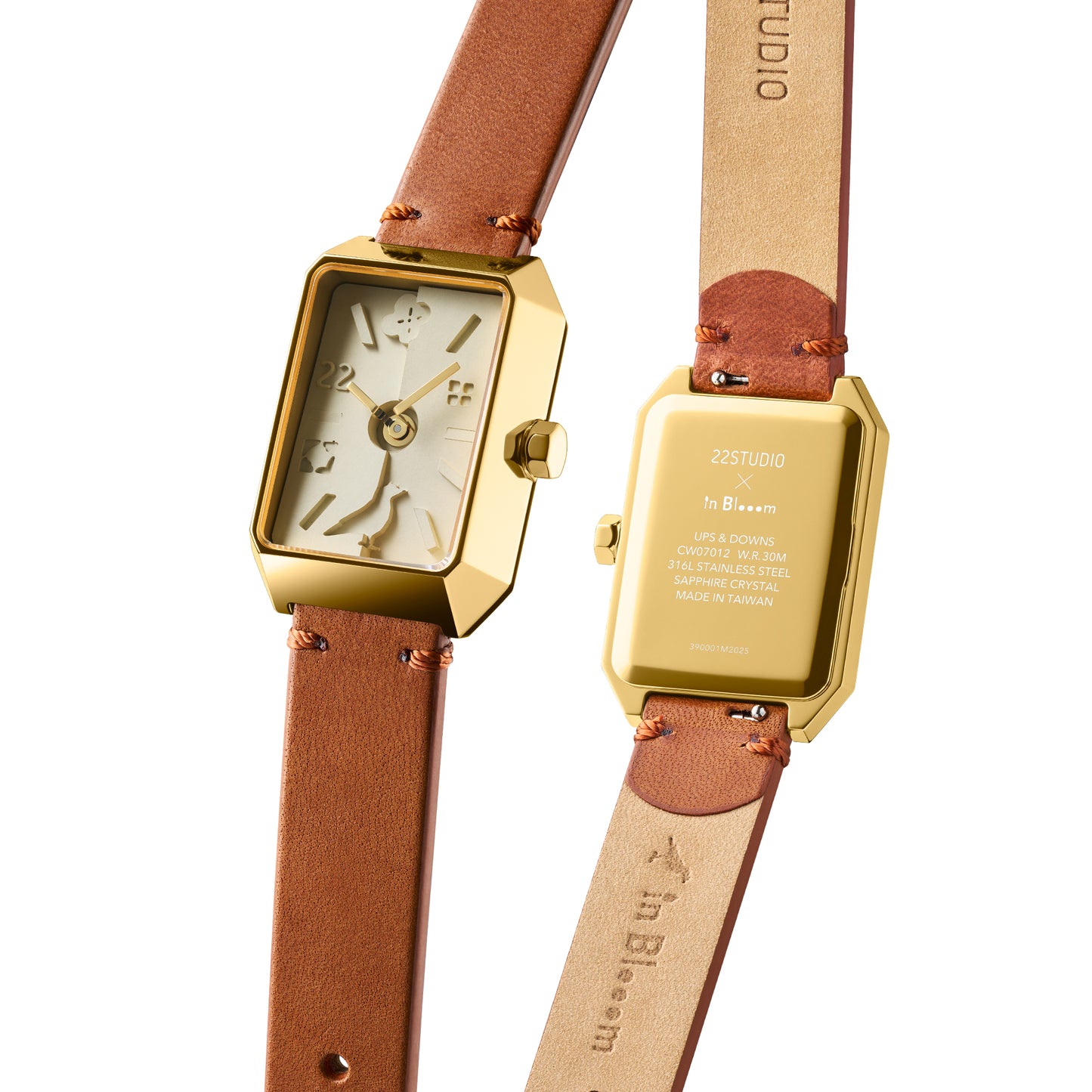 Ups & Downs Rectangular Concrete Watch_InBloom Amber Edition