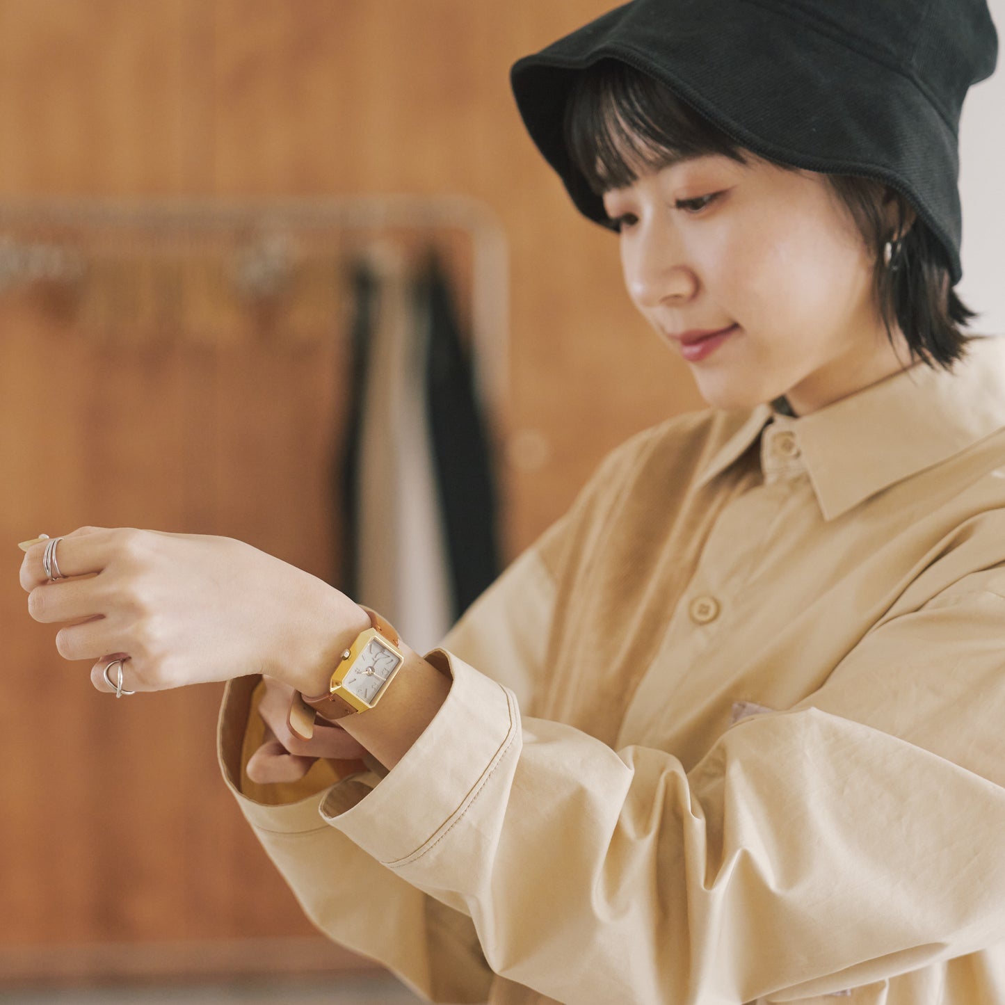 Ups & Downs Rectangular Concrete Watch_InBloom Amber Edition
