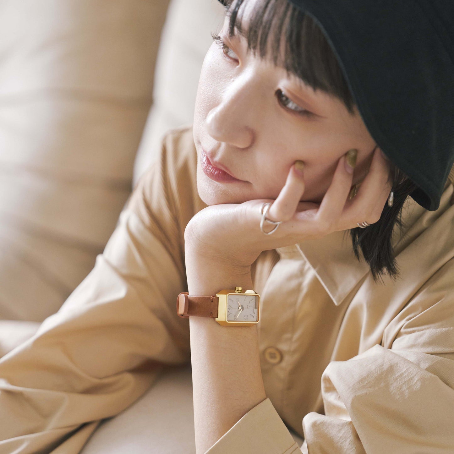 Ups & Downs Rectangular Concrete Watch_InBloom Amber Edition