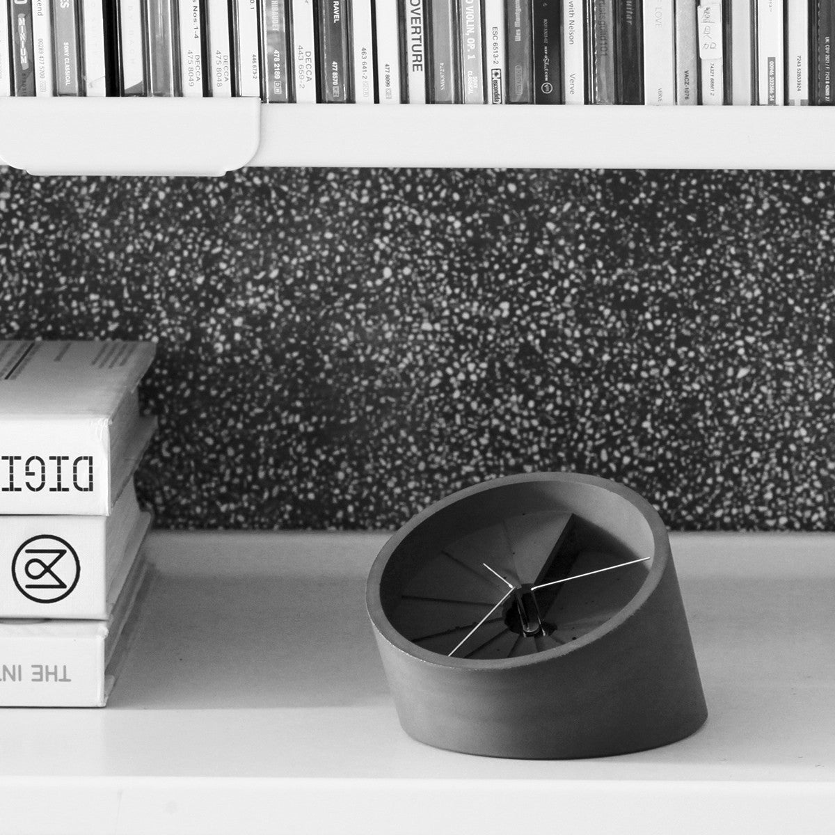 4th Dimension Table Clock (Silver/ Dark Gray)